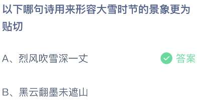 以下哪句诗用来形容大雪时节的景象更为贴切？